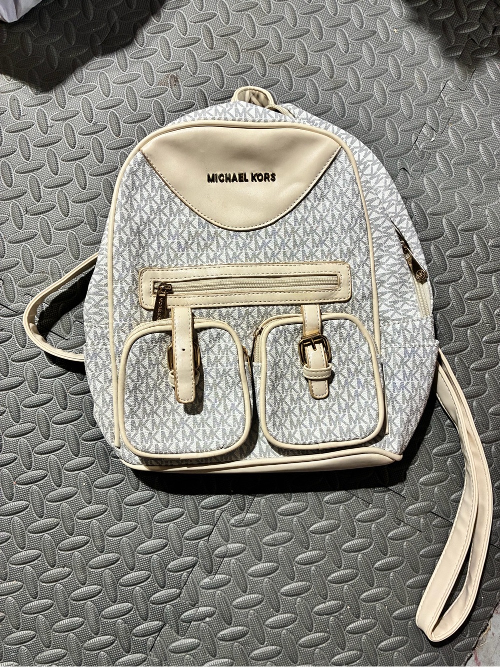 Michael Kors Cream & White Signature Mini Backpack